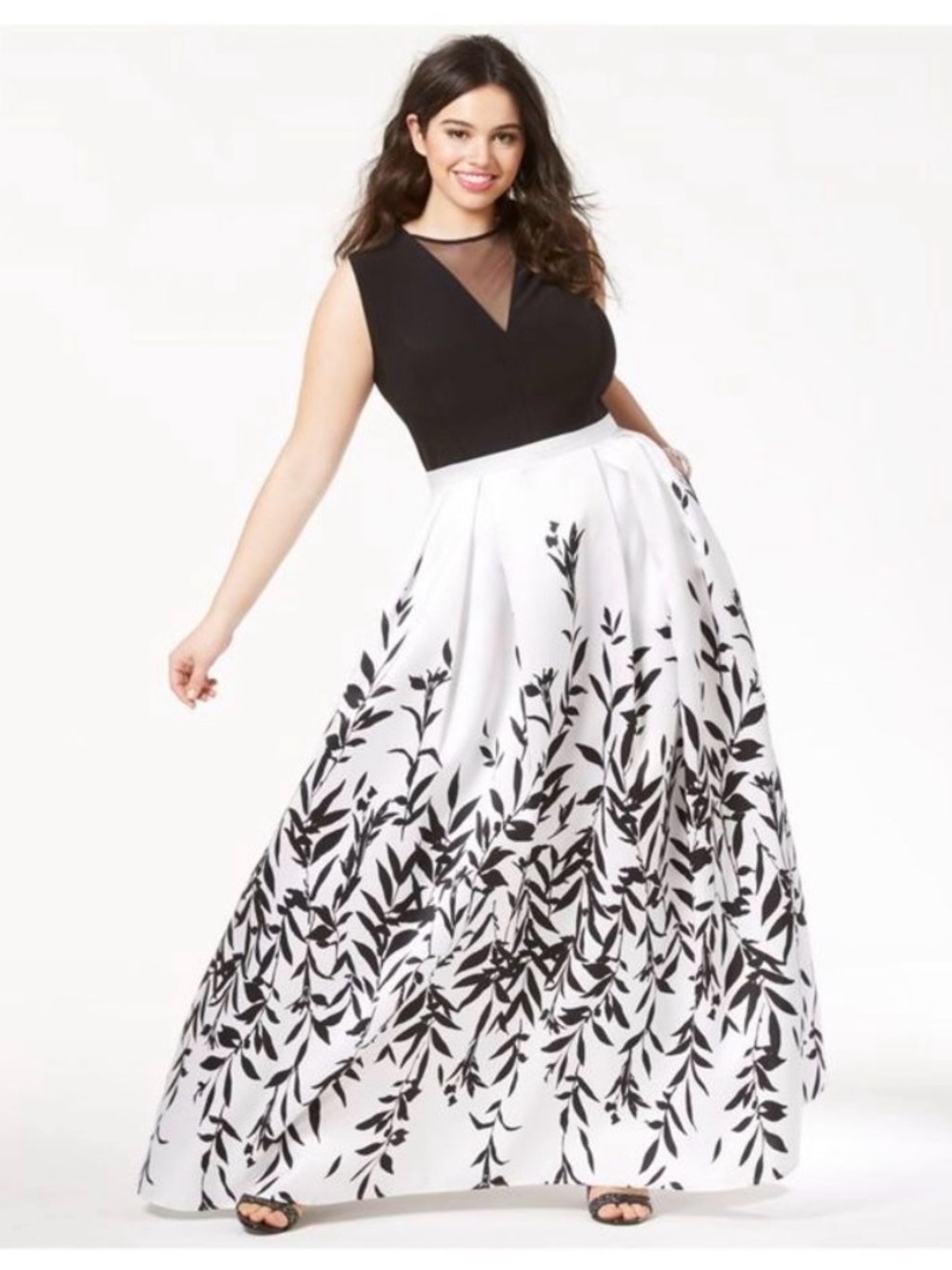 Morgan & Co. Black and White Floral Maxi Dress